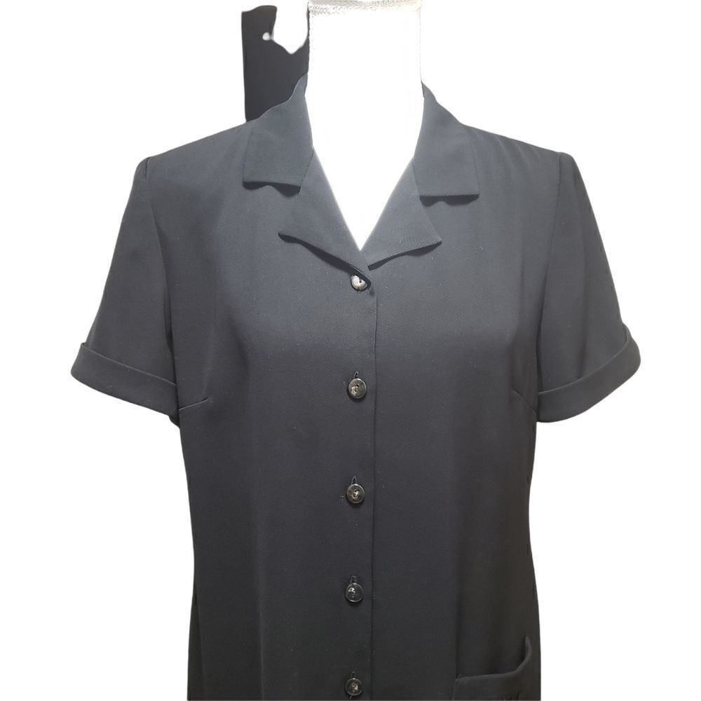 Talbots Black Collared Button Down Dress Size 12 - Picture 4 of 13